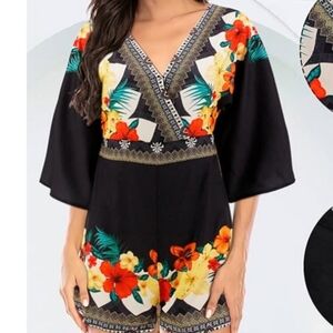 Floral Black Floral Romper